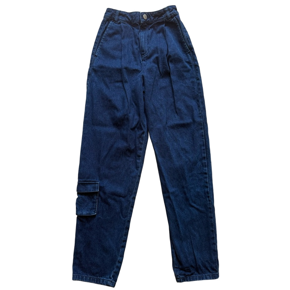 ASOS Denim Jeans in Dark Blue size 24 34 High Waist Wide Leg Cargo Denim Casual